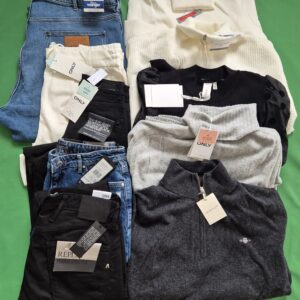 Spodnie + swetry damskie i męskie – pakiet 10 sztuk